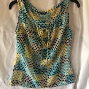Banana Republic sheer tank blouse teal yellow xs